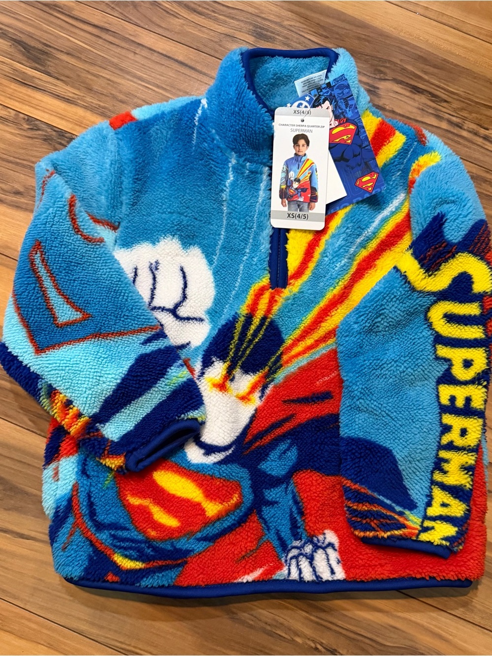 DC Comics Boys' Blue, Red & Yellow Zip-Up Fleece Sweater